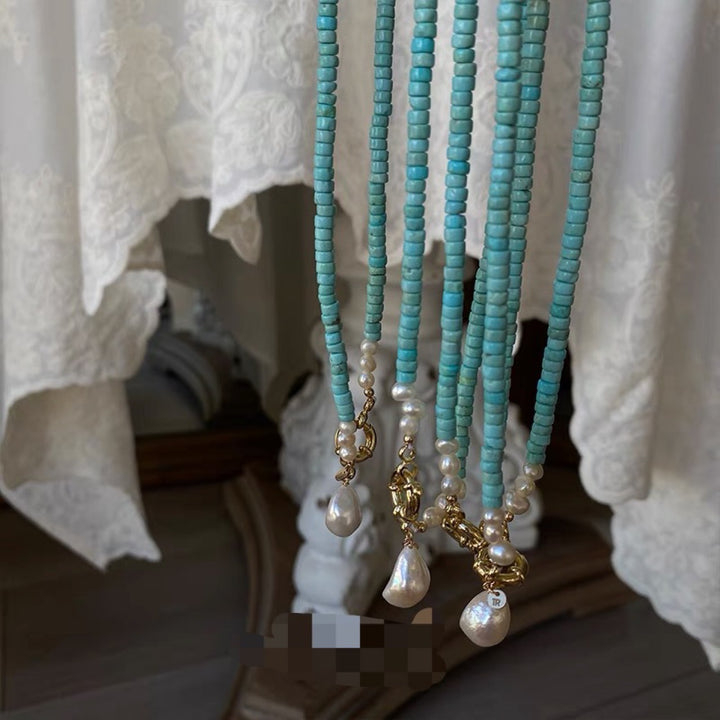 Blue Turquoise Natural Pearl Necklace
