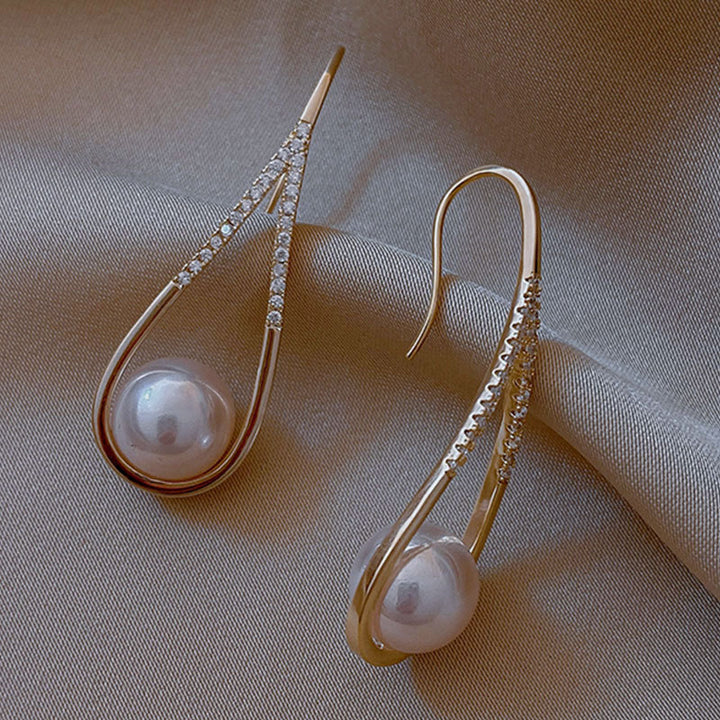 Golden Pearl Drop Earrings