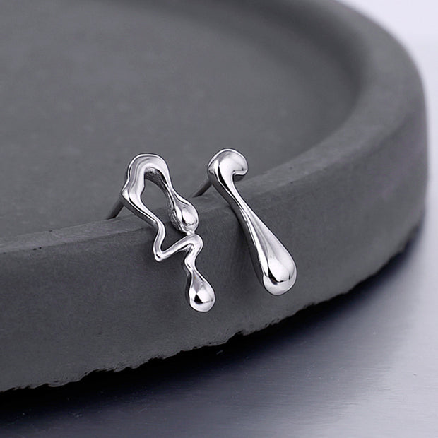 925 Sterling Silver Irregular Water Drop Earrings