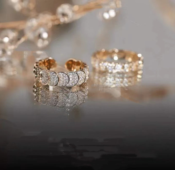 Sequined Zirconia Adjustable Ring