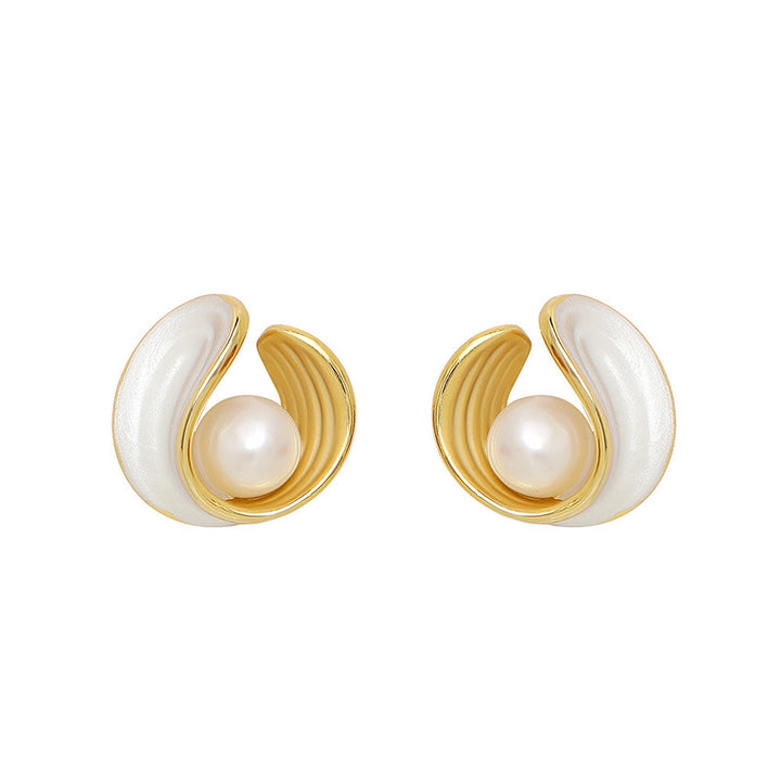 White Pearl Petal Earrings