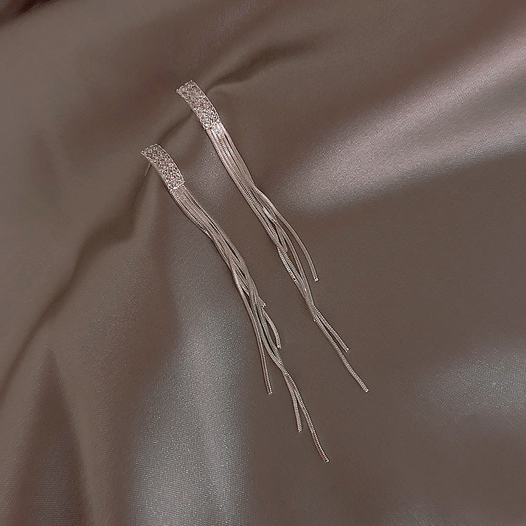 Geometric Diamond Studded Tassel Earrings