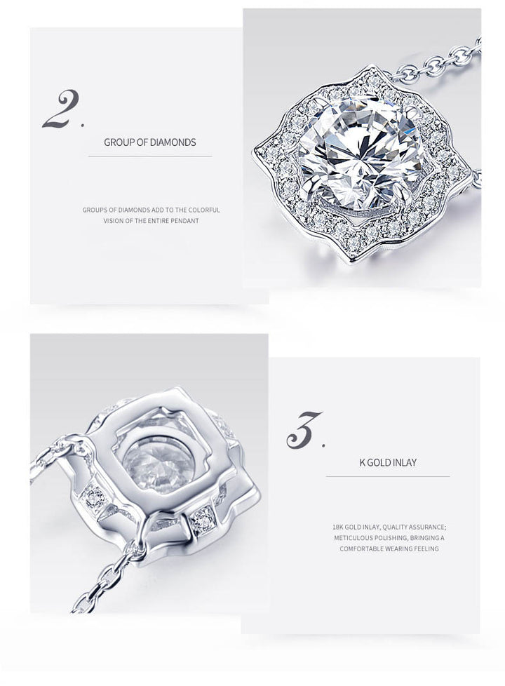 Ornate Square-Frame Moissanite Necklace