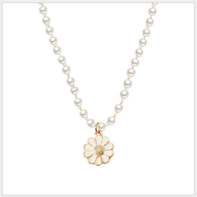 Daisy Pendant Pearl Necklace Rosemori