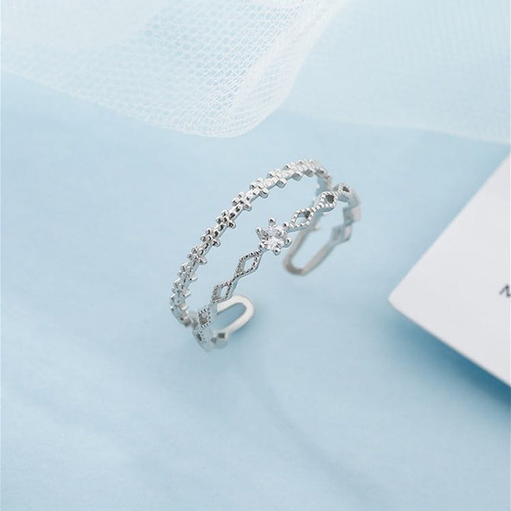 Silver Layered Flower Ring