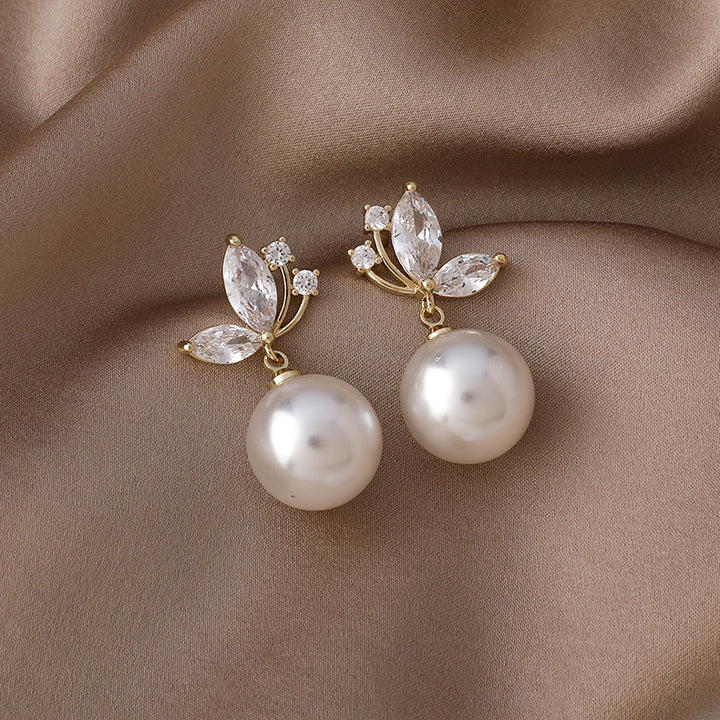 Crystal Butterfly & Pearl Earrings