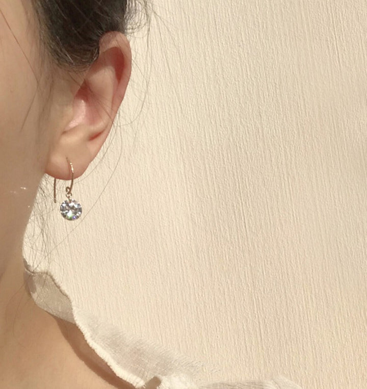 Round Zirconia Diamond 14K Gold-Packed Earrings