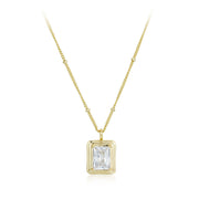 Sterling Silver Square Perfume Bottle French 5a Grade Zirconia Necklace