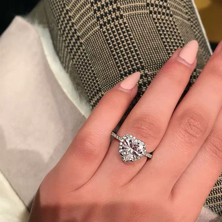Heart Halo Moissanite Engagement Ring