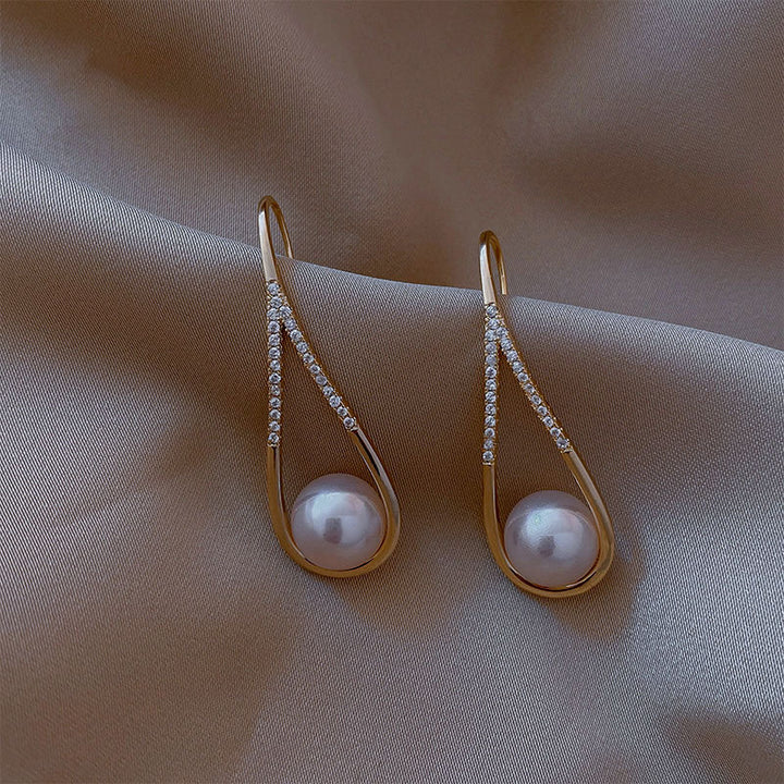 Golden Pearl Drop Earrings