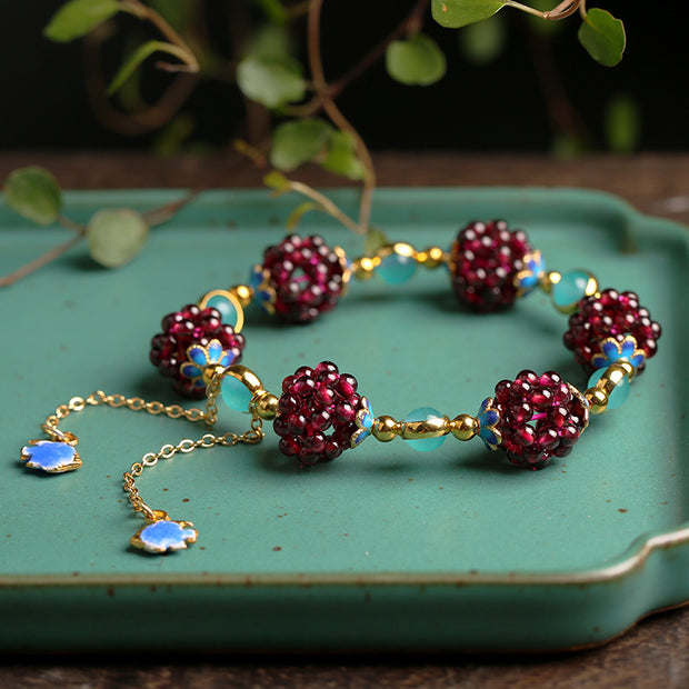Natural Garnet Stone Pomegranate Bracelet