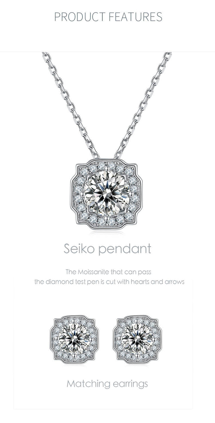 Ornate Square-Frame Moissanite Necklace