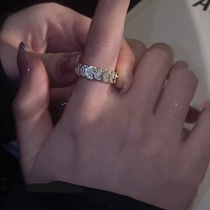 Sequined Zirconia Adjustable Ring