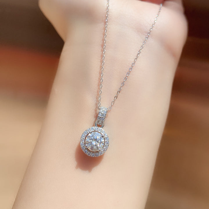 Round Halo Moissanite Necklace