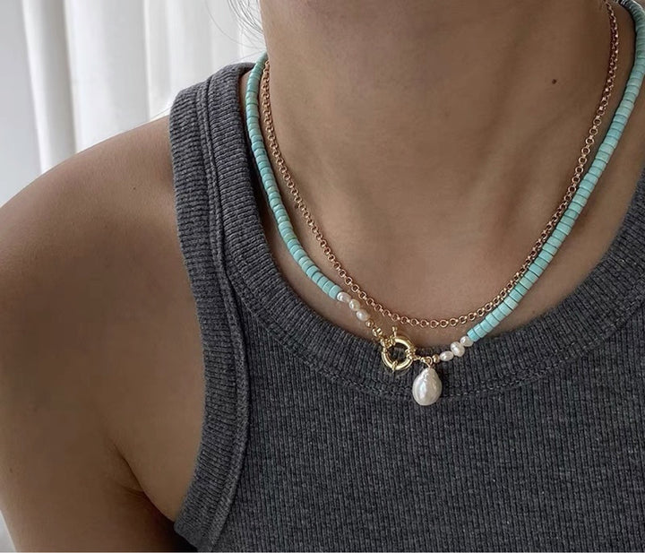 Blue Turquoise Natural Pearl Necklace