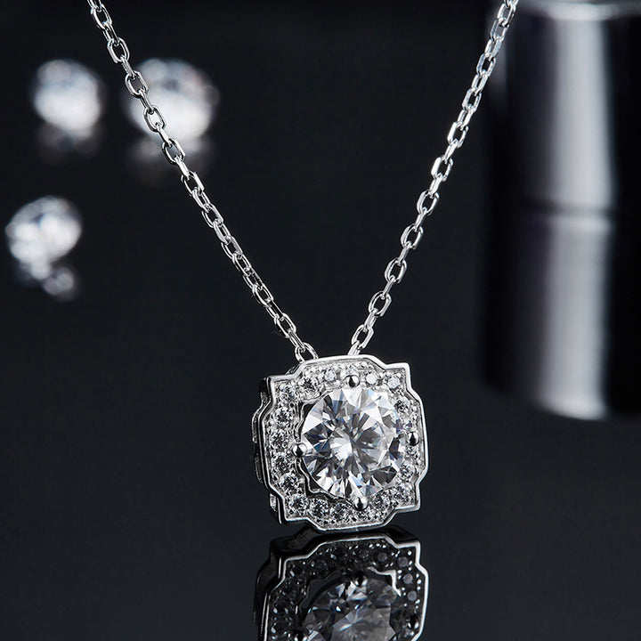Ornate Square-Frame Moissanite Necklace