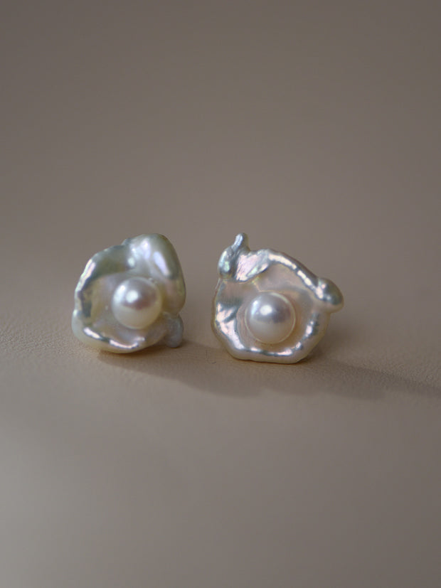 Baroque Pearl Earrings in 925 Sterling Silver