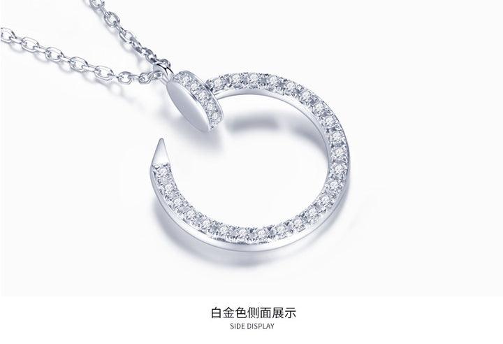 Open Circle Pavé Moissanite Necklace