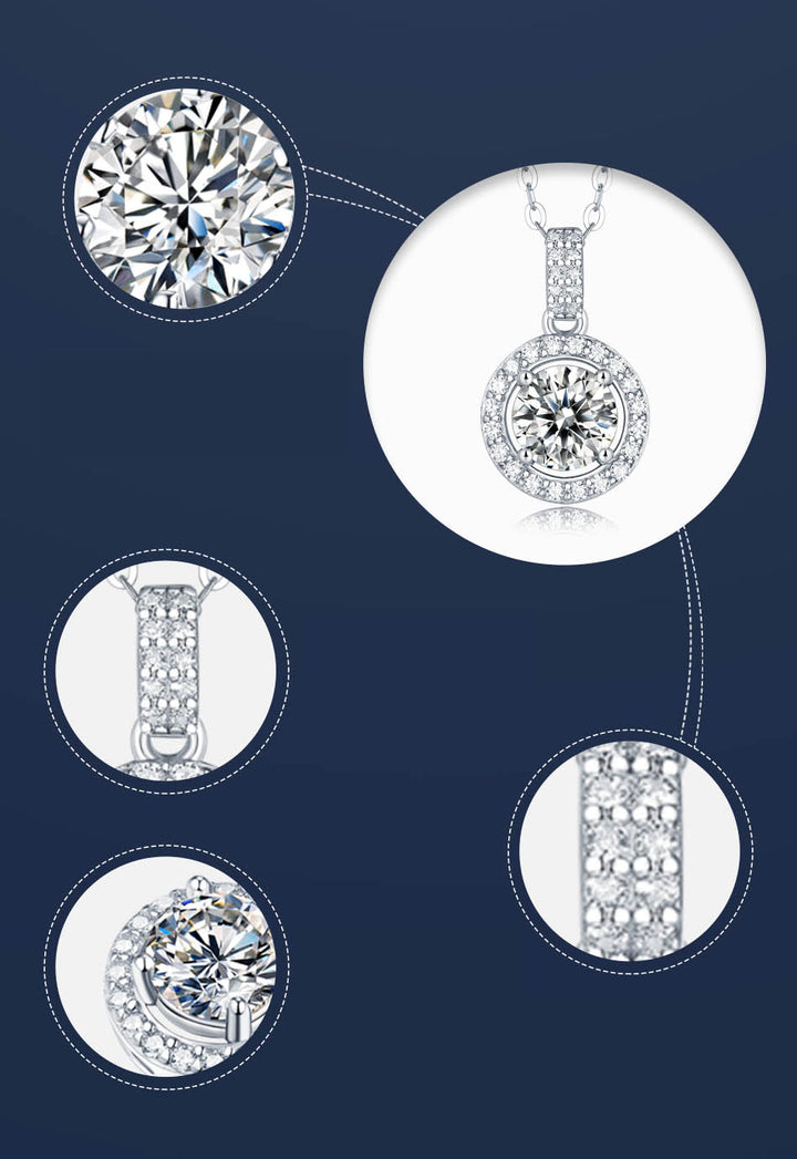 Round Halo Moissanite Necklace