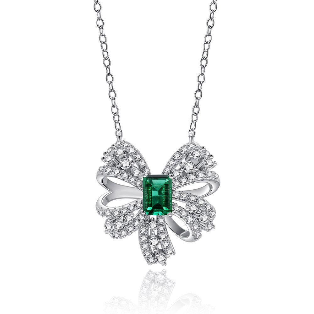 Butterfly Bow Emerald & Moissanite Jewelry Set