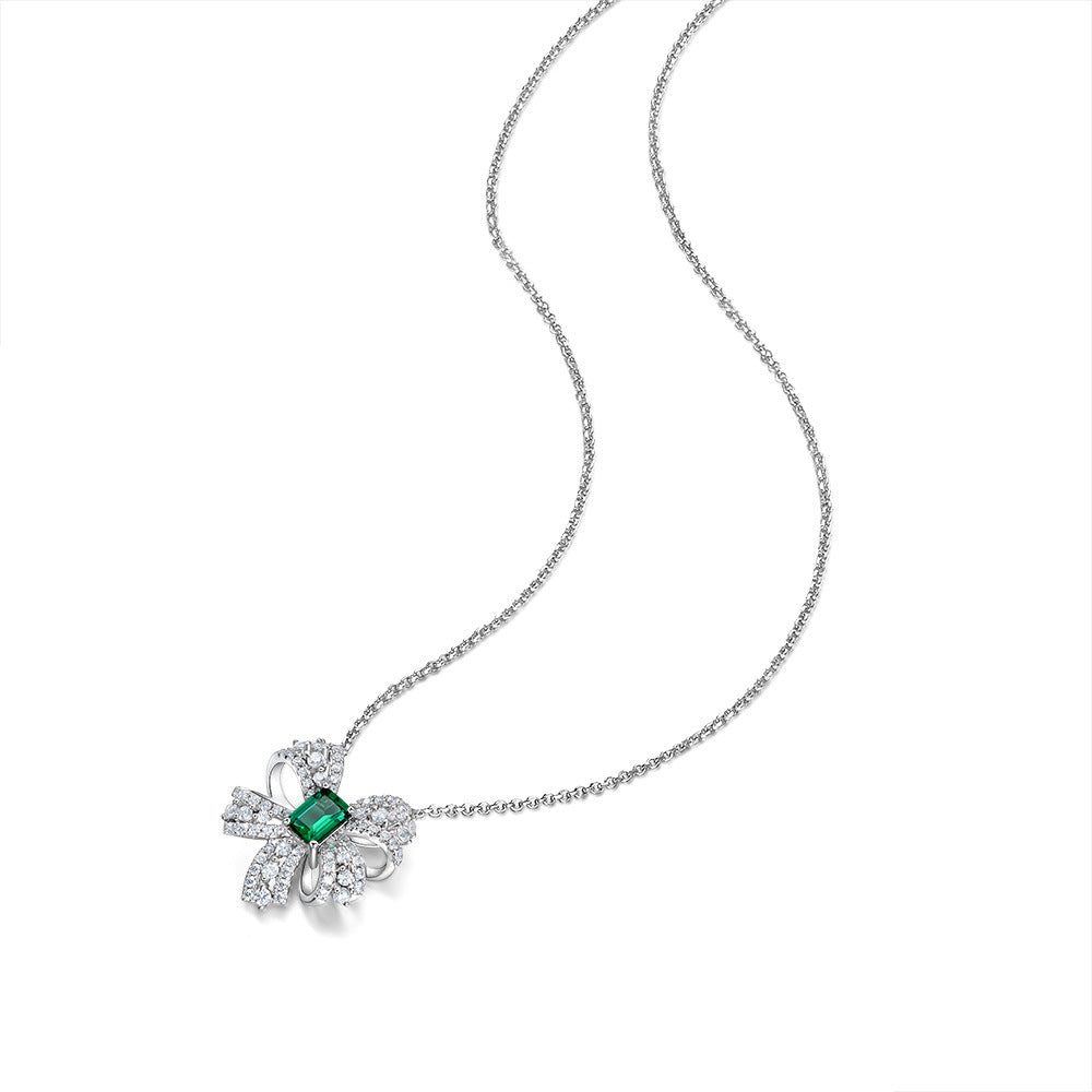 Butterfly Bow Emerald & Moissanite Jewelry Set