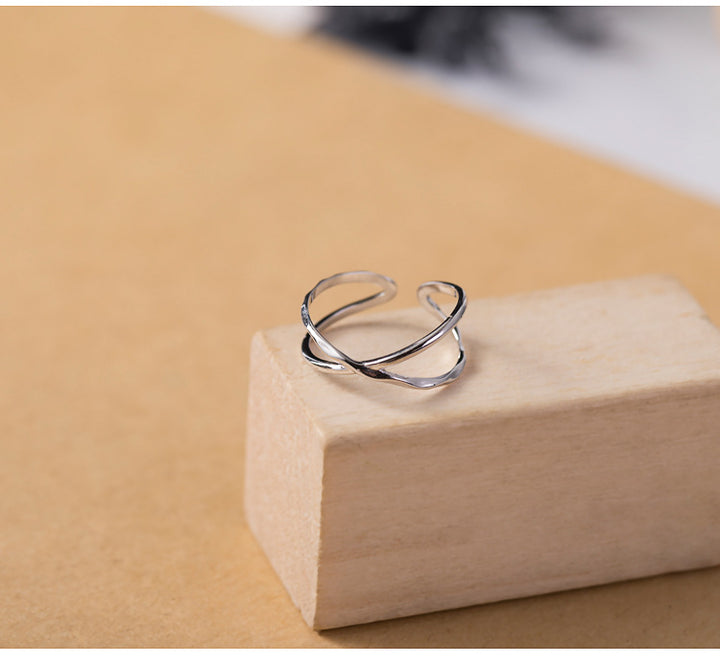 Simple geometric lines 925 sterling silver ring