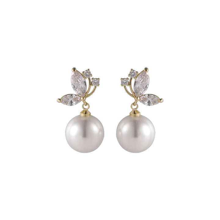 Crystal Butterfly & Pearl Earrings
