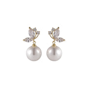 Crystal Butterfly & Pearl Earrings