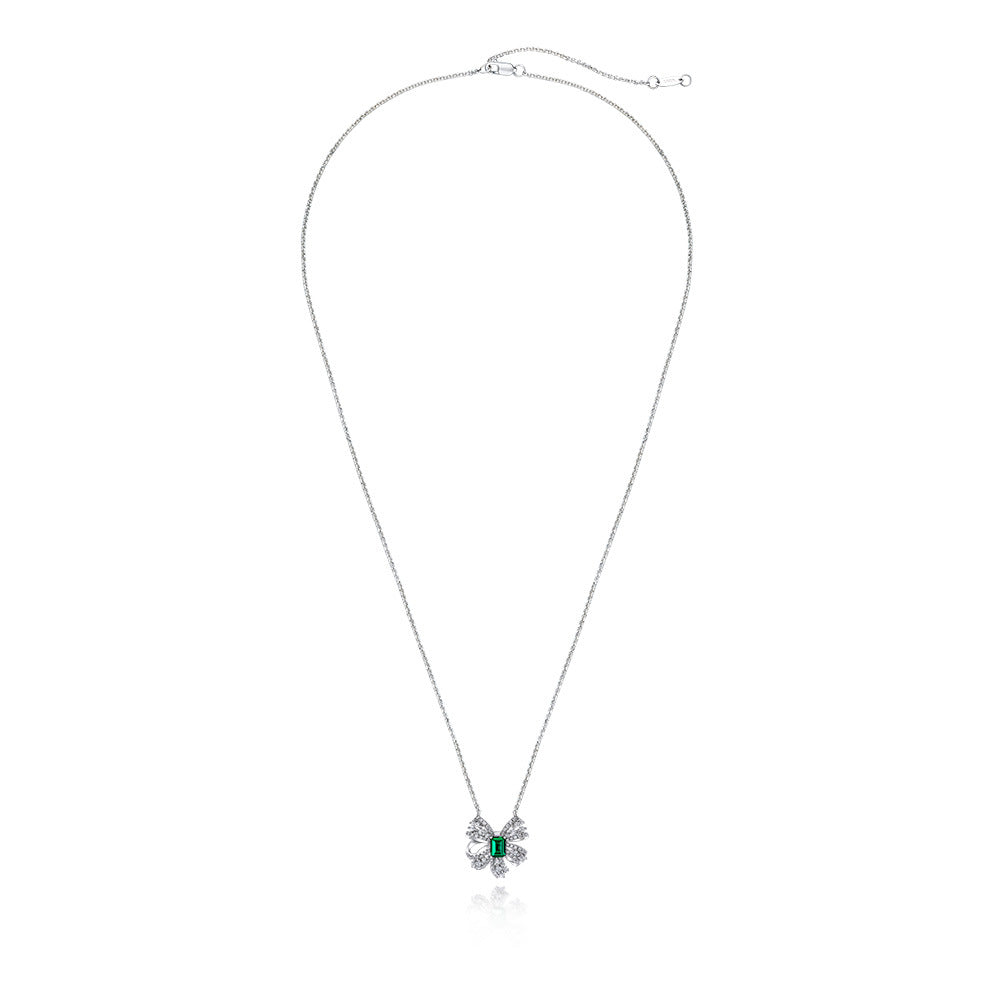 Butterfly Bow Emerald & Moissanite Jewelry Set