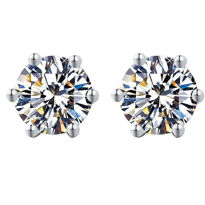 Classic Six-Prong Moissanite Stud Earrings