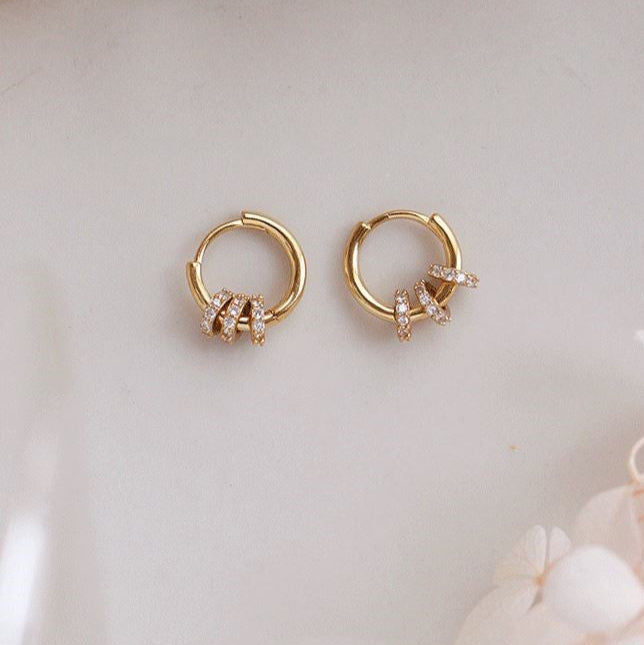 Delicate Rhinestone Hoop Earrings