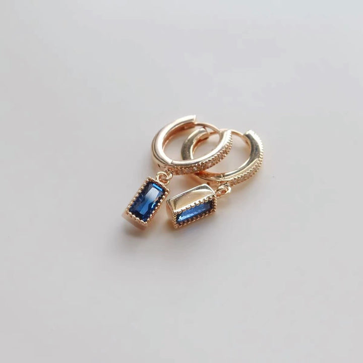 4A Blue Zirconia Square Earrings in Sterling Silver