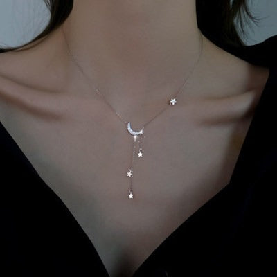 Moon & Star Sterling Silver Necklace