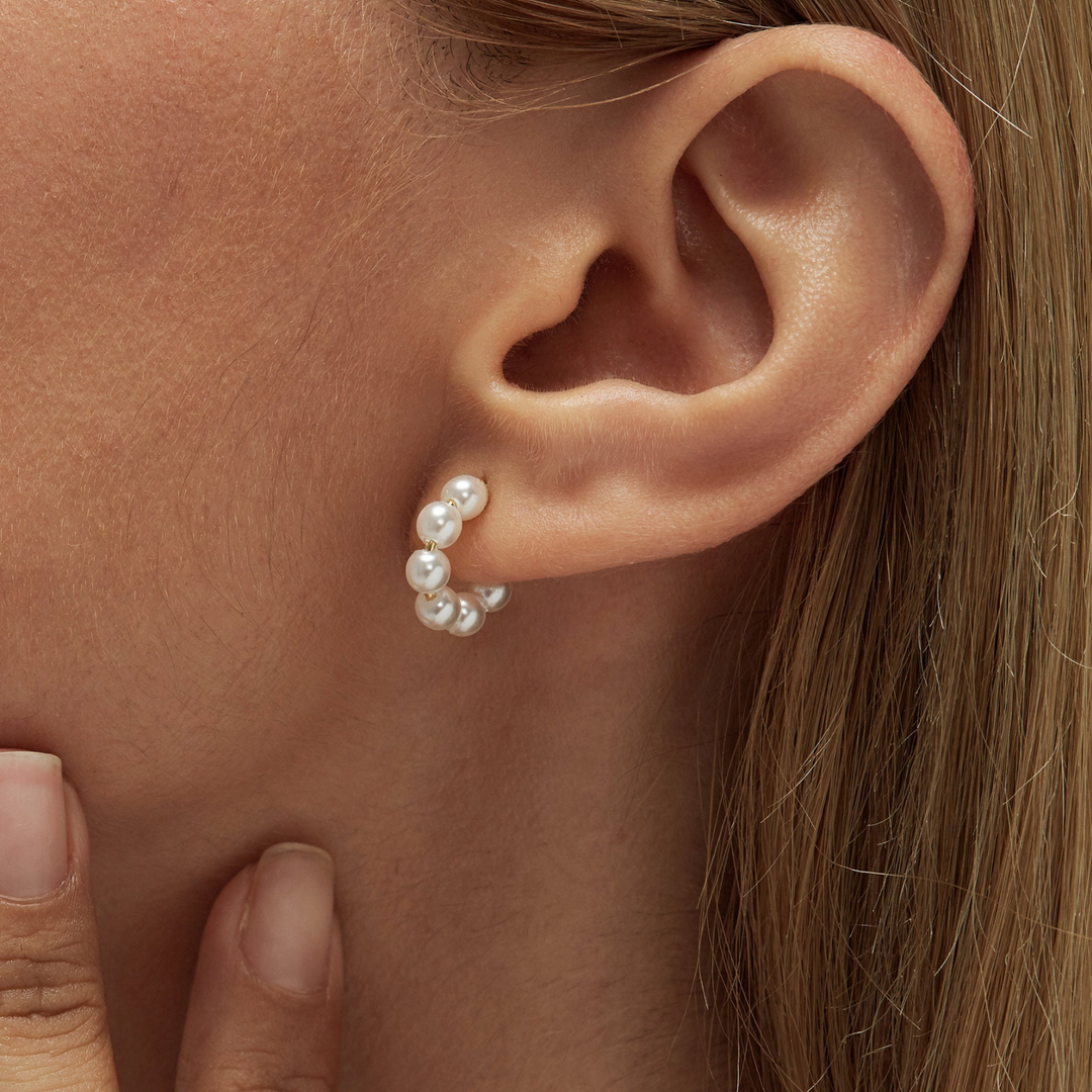 Mini Pearl Hoops