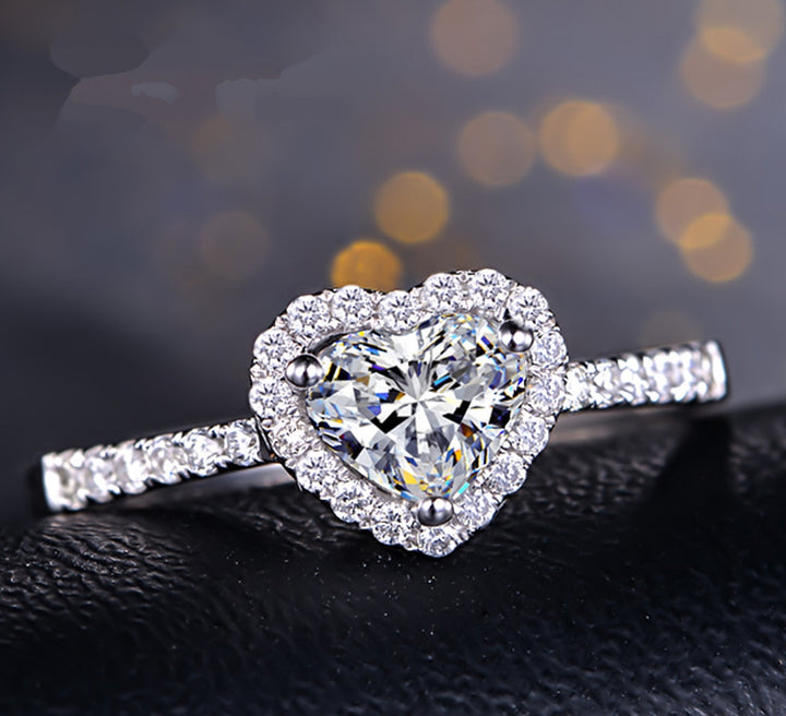 Heart Halo Moissanite Engagement Ring