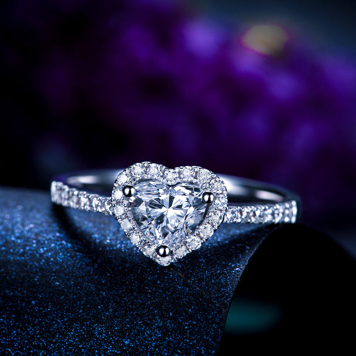 Heart Halo Moissanite Engagement Ring