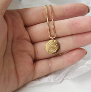 good luck good luck letter medal gold coin necklace