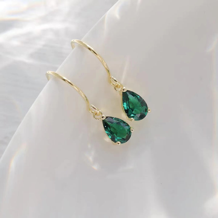 Teardrop Zircon Earrings in Sterling Silver with Gold Plating