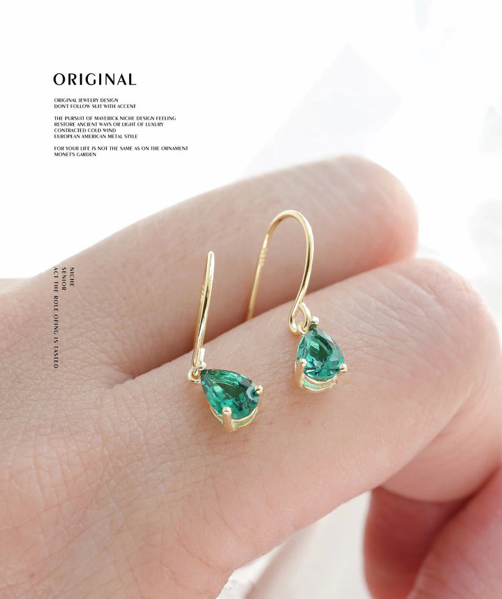 Teardrop Zircon Earrings in Sterling Silver with Gold Plating