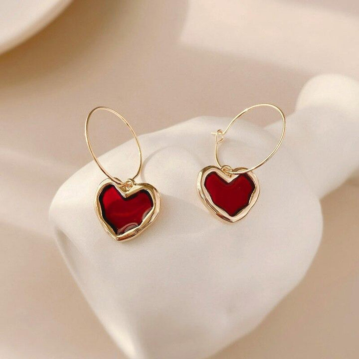 Red Heart Pendant Earrings