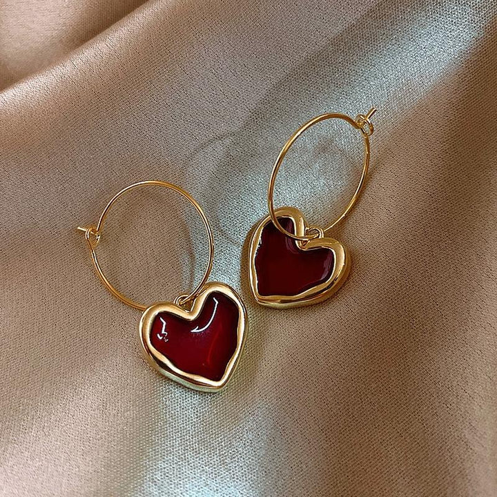 Red Heart Pendant Earrings