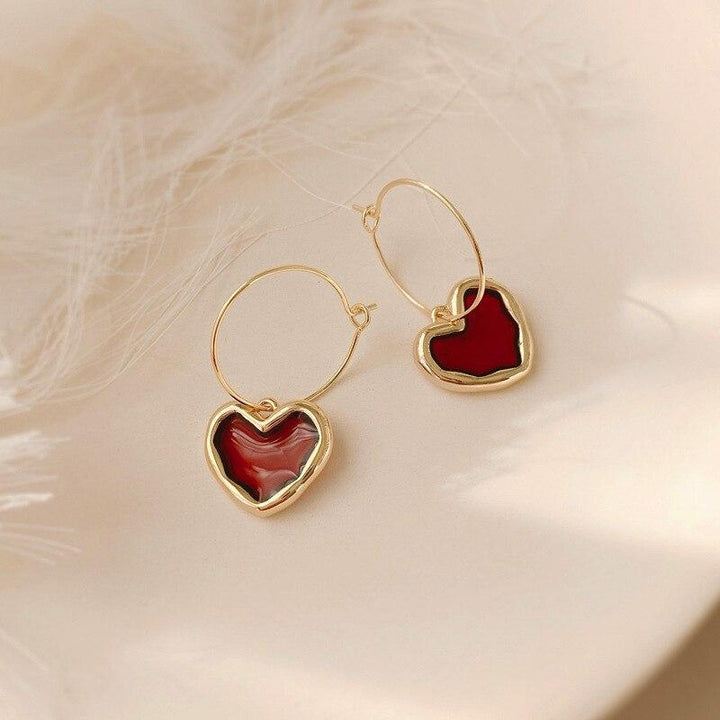 Red Heart Pendant Earrings