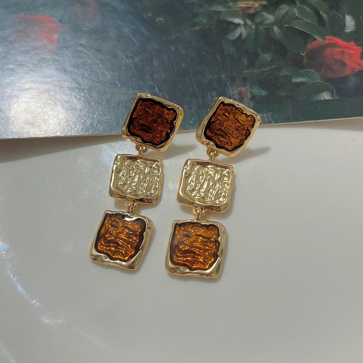 Baroque Vintage Resin Square Earrings