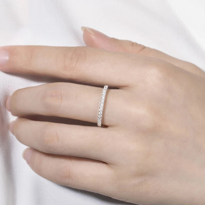Classic Micro Pavé Half-Eternity Moissanite Band