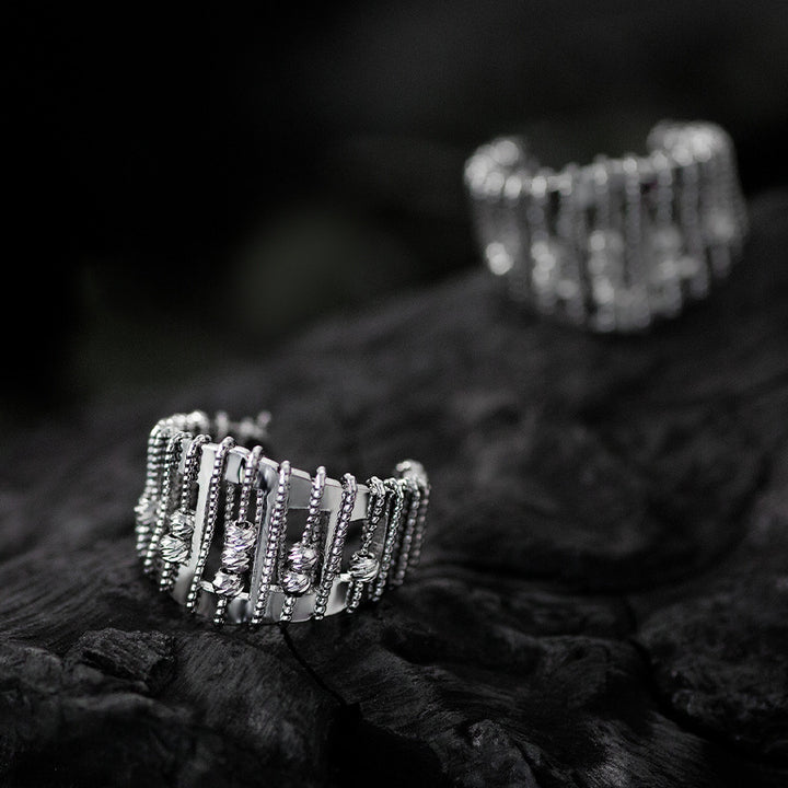 Openwork Beaded Adjustable Ring