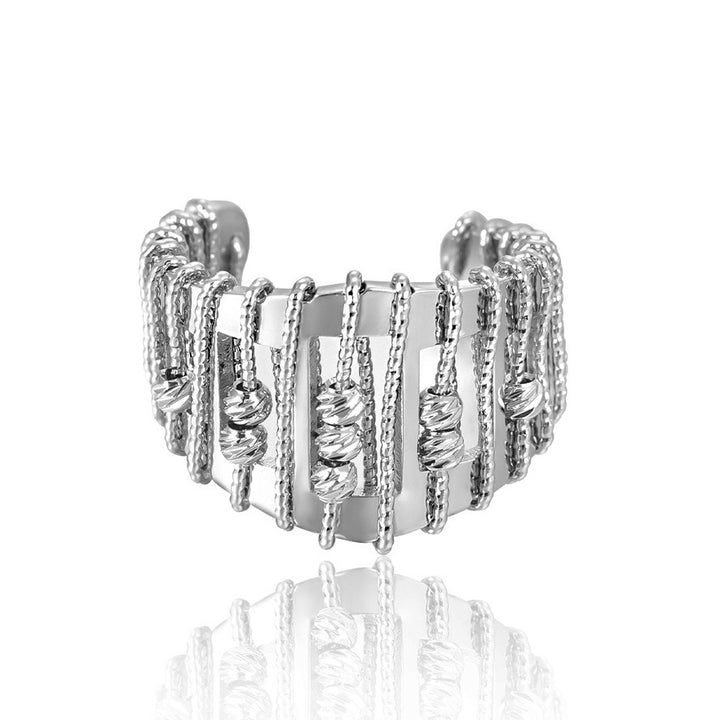 Openwork Beaded Adjustable Ring