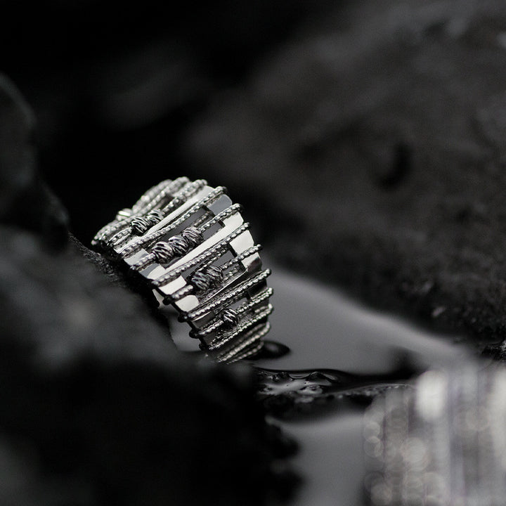 Openwork Beaded Adjustable Ring