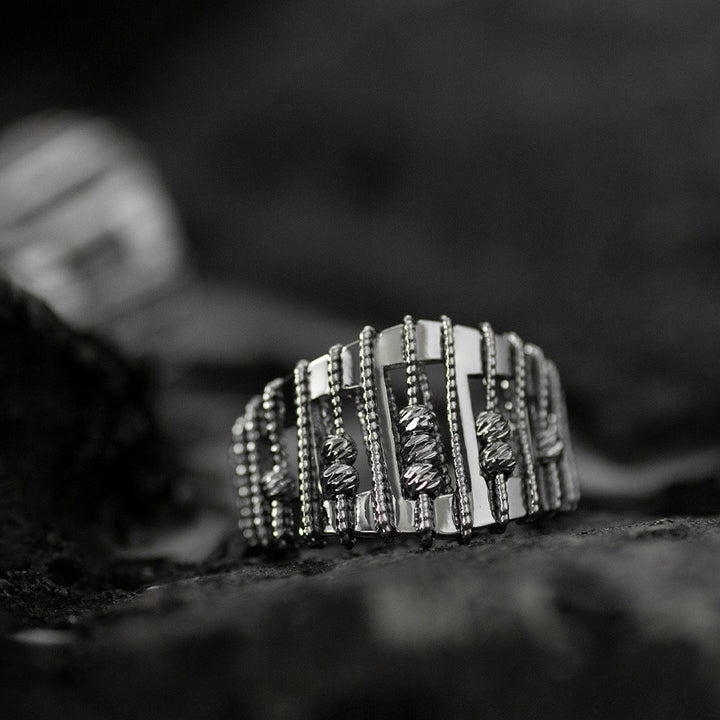 Openwork Beaded Adjustable Ring