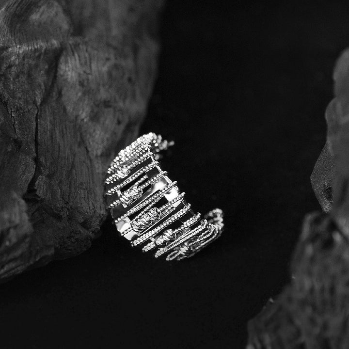 Openwork Beaded Adjustable Ring