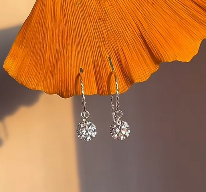 Round Zirconia Diamond 14K Gold-Packed Earrings